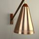 Uno & Östen Kristiansson for Luxus Vittsjö — Teak & Copper Wall Lamp, Sweden, 1960s