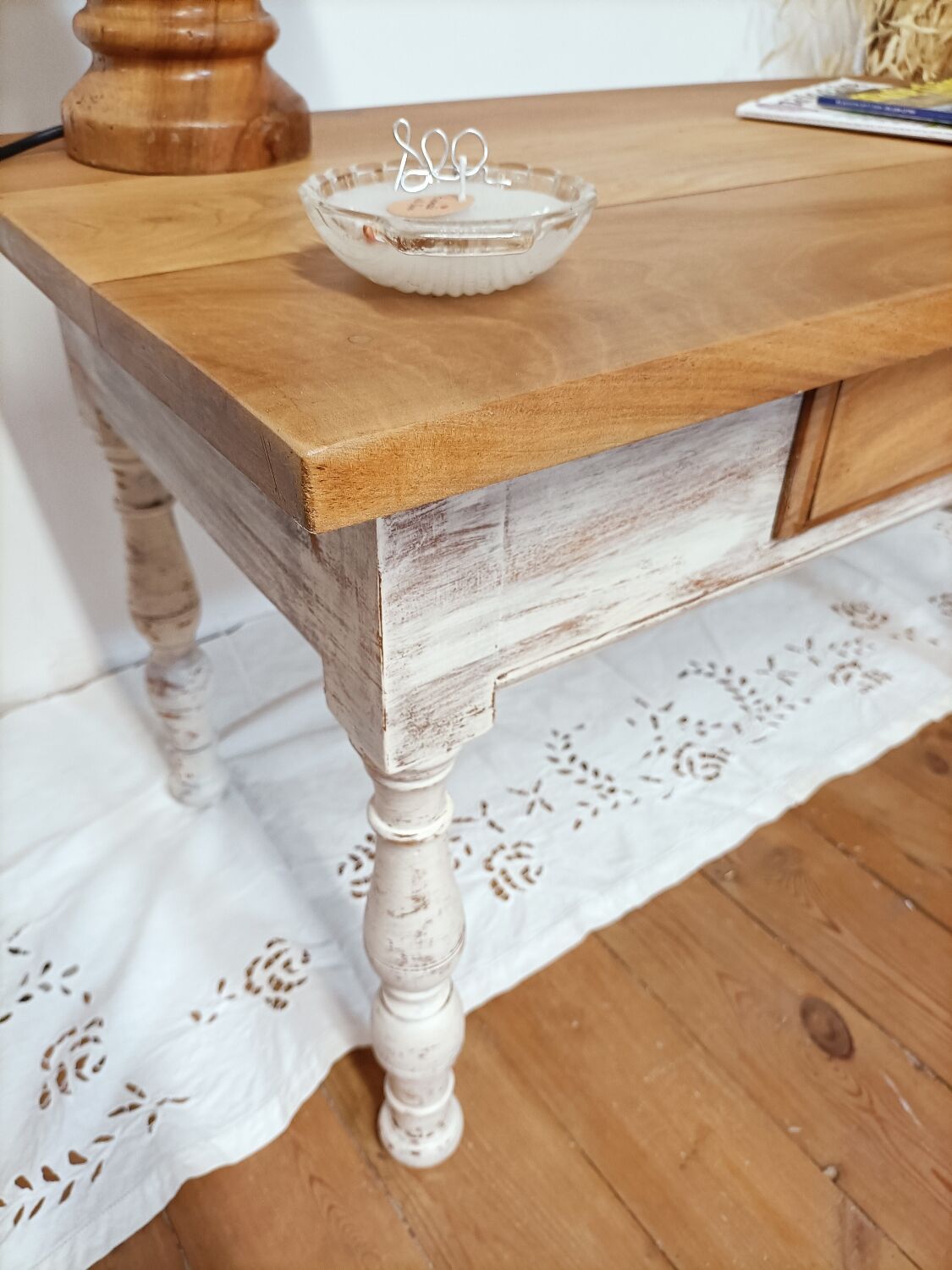 Renovated limed oak coffee table