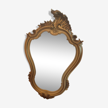 Golden baroque style mirror carved 61 cm x 38 cm