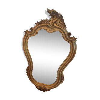 Golden baroque style mirror carved 61 cm x 38 cm