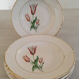 Old earthenware hollow plates Moulin des loups Orchies vintage tulip model