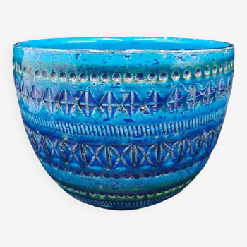 Large ceramic plant pot flavia rimini blue art aldo londi italy montelupo 60's