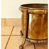 Pot de fleurs vintage en laiton faux bambou Maison Bagues