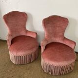 Pair of powder pink toad armchairs
