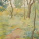 Impressionist wooded landscape with flowers
