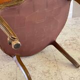 Vintage French Curry Velvet Cabriolet Armchair