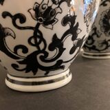 Pair of black and white ceramic vases