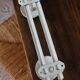 Vintage white metal coat rack with 2 hooks