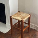 Wood and straw stool