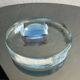 Vintage Mid-Century Murano Glass Ashtray in Frosted Glass with Blue Accents