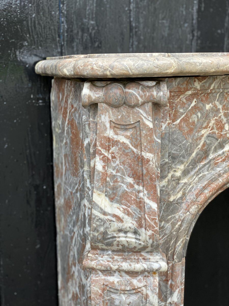Fireplace in grey marble of the ardennes style louis xv early nineteenth century