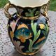 Amphora vase in glazed ceramic vintage vallauris fish motifs