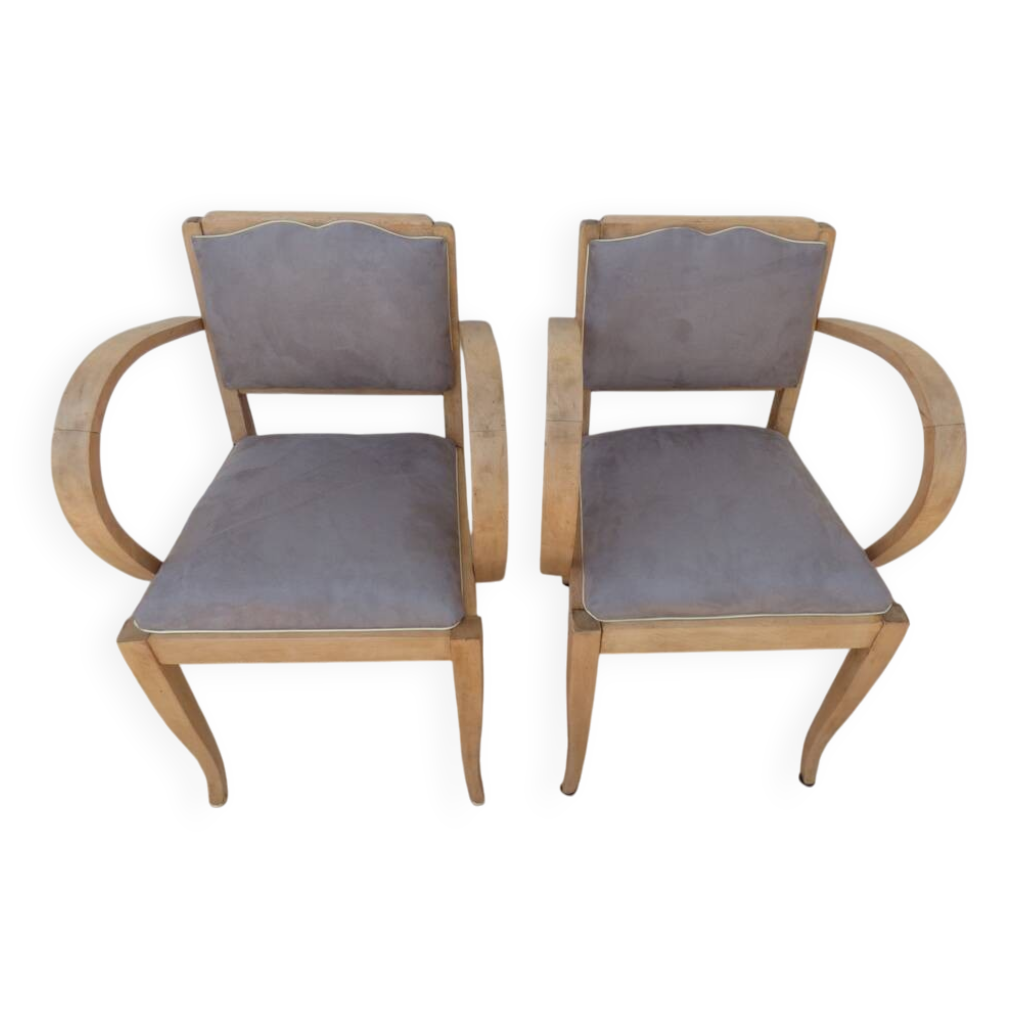 2 chic mustache bridge armchairs from the 50s, fully restored