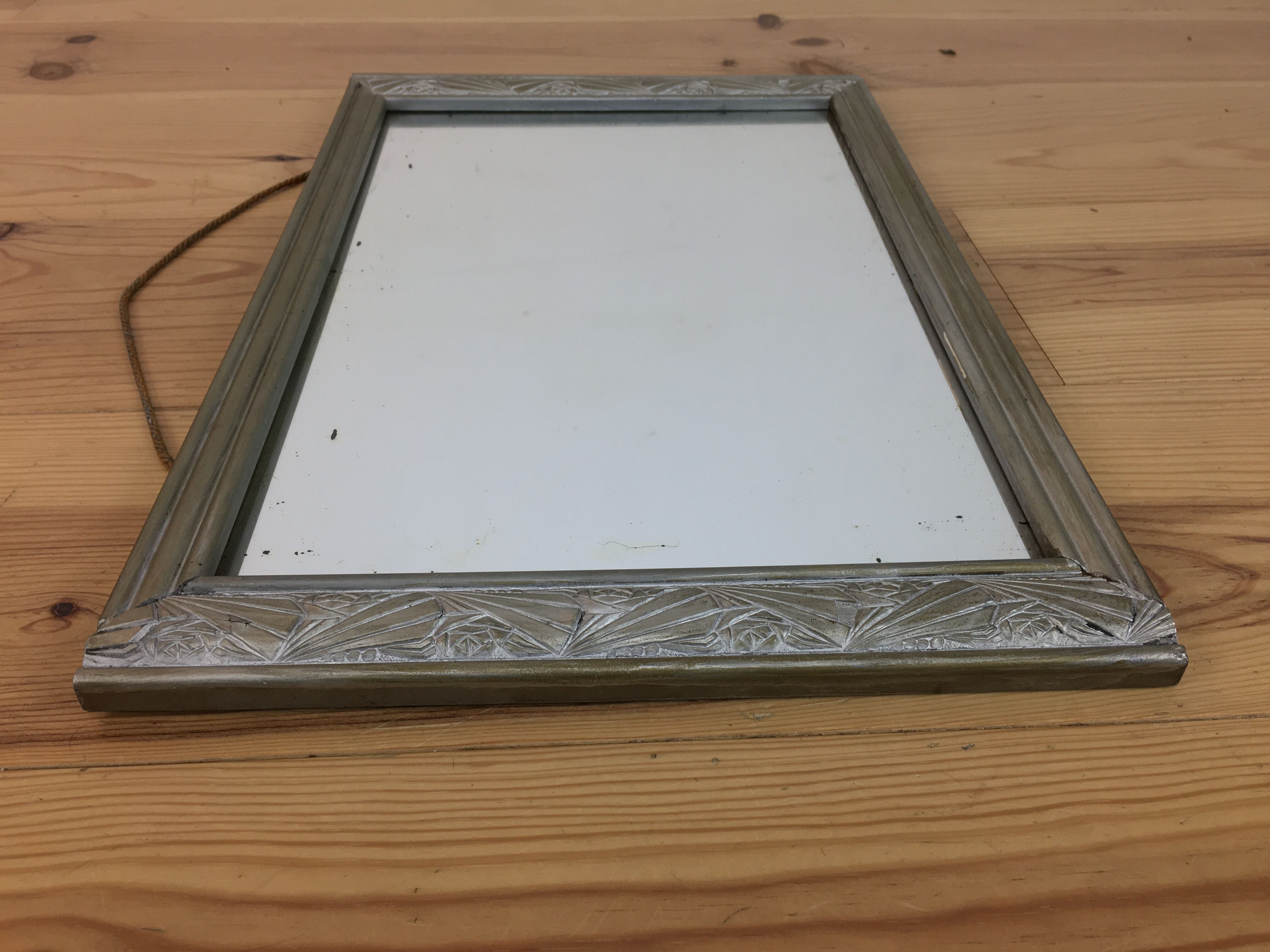 Silver wooden mirror 53x34 cm Art Deco style