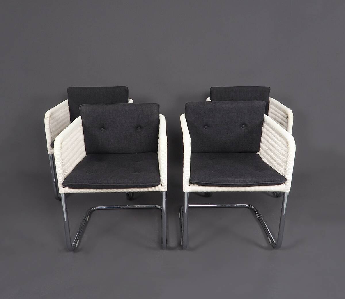 Chaises cantilever blanches Tecta D43, années 1980, lot de 4