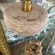 Pair of handcrafted portable lamps with a marbled stone effect