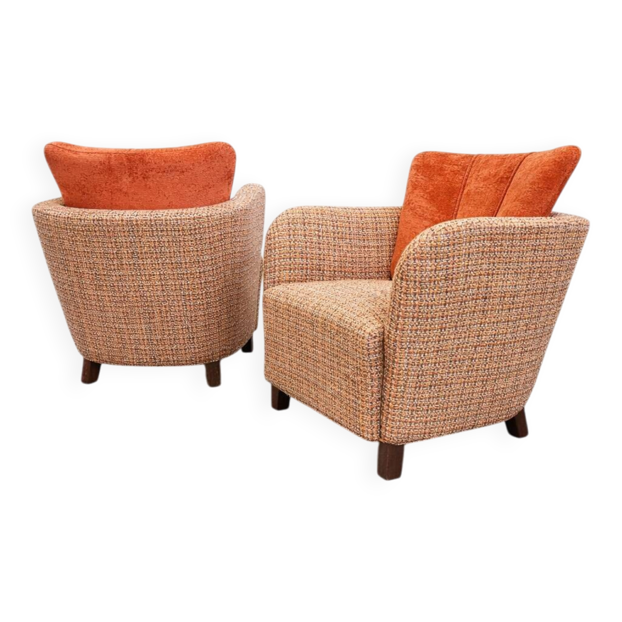Rare sculptural lounge armchairs by  Kaesz Gyula, Hungary, ca.1941-42