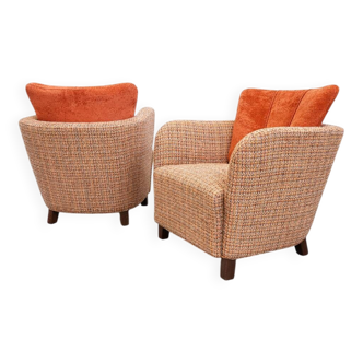 Rare sculptural lounge armchairs by  Kaesz Gyula, Hungary, ca.1941-42