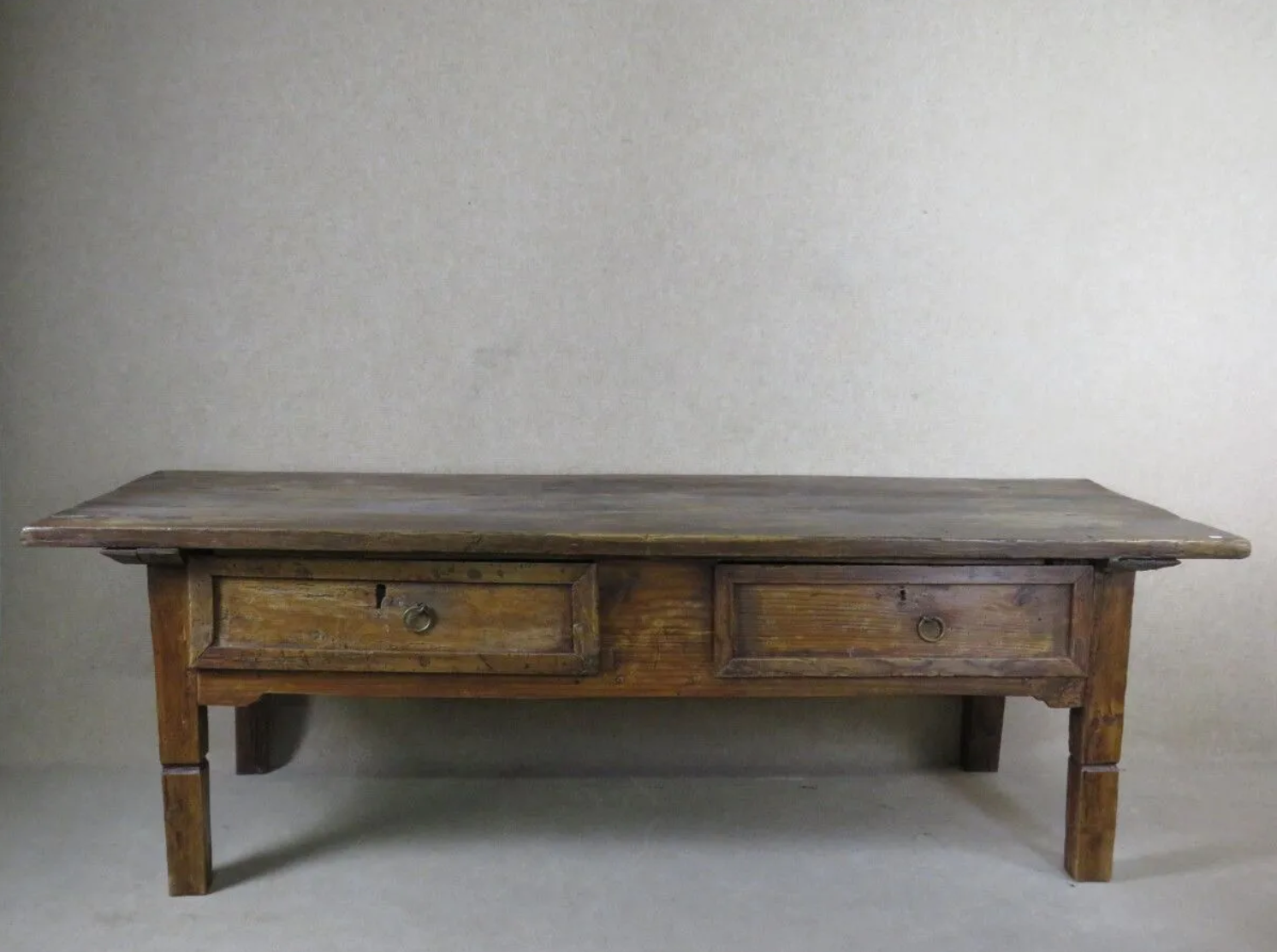 Rustic coffee table with two belt pulls