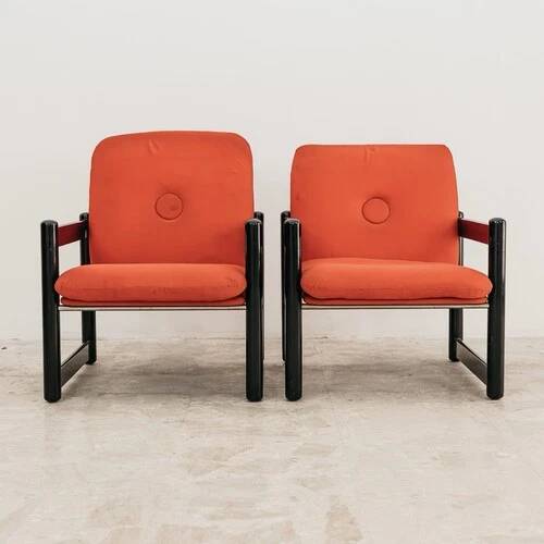 Pair of Armchairs Schirolli Mod. Pierrot Design 80s Modernariato