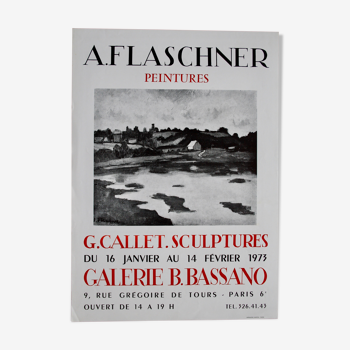 Affiche originale A. Flaschner 1973 galerie Bassano Paris