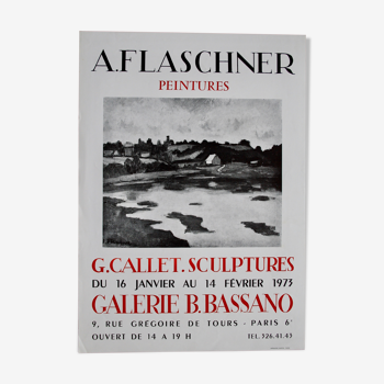 Original poster 56 x 40 cm A. FLASCHNER 1973 Gallery Bassano Paris