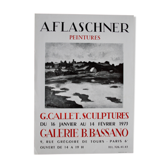 Original poster 56 x 40 cm A. FLASCHNER 1973 Gallery Bassano Paris