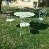 Green wrought iron garden furniture