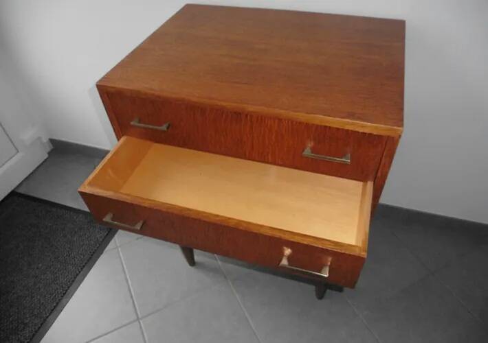 Vintage Commode 50s/60s - Compass Legs and Stained Oak