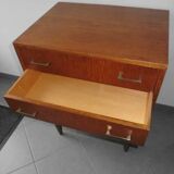 Vintage Commode 50s/60s - Compass Legs and Stained Oak