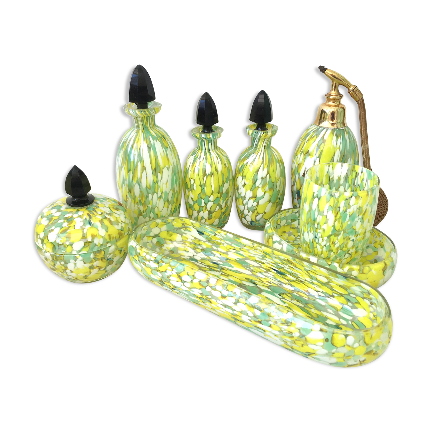 Set of art deco perfumery bottles