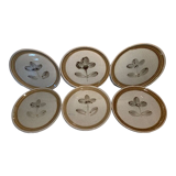 Lot de 6 assiettes dessert en grès de Sarreguemines Tignes peint main