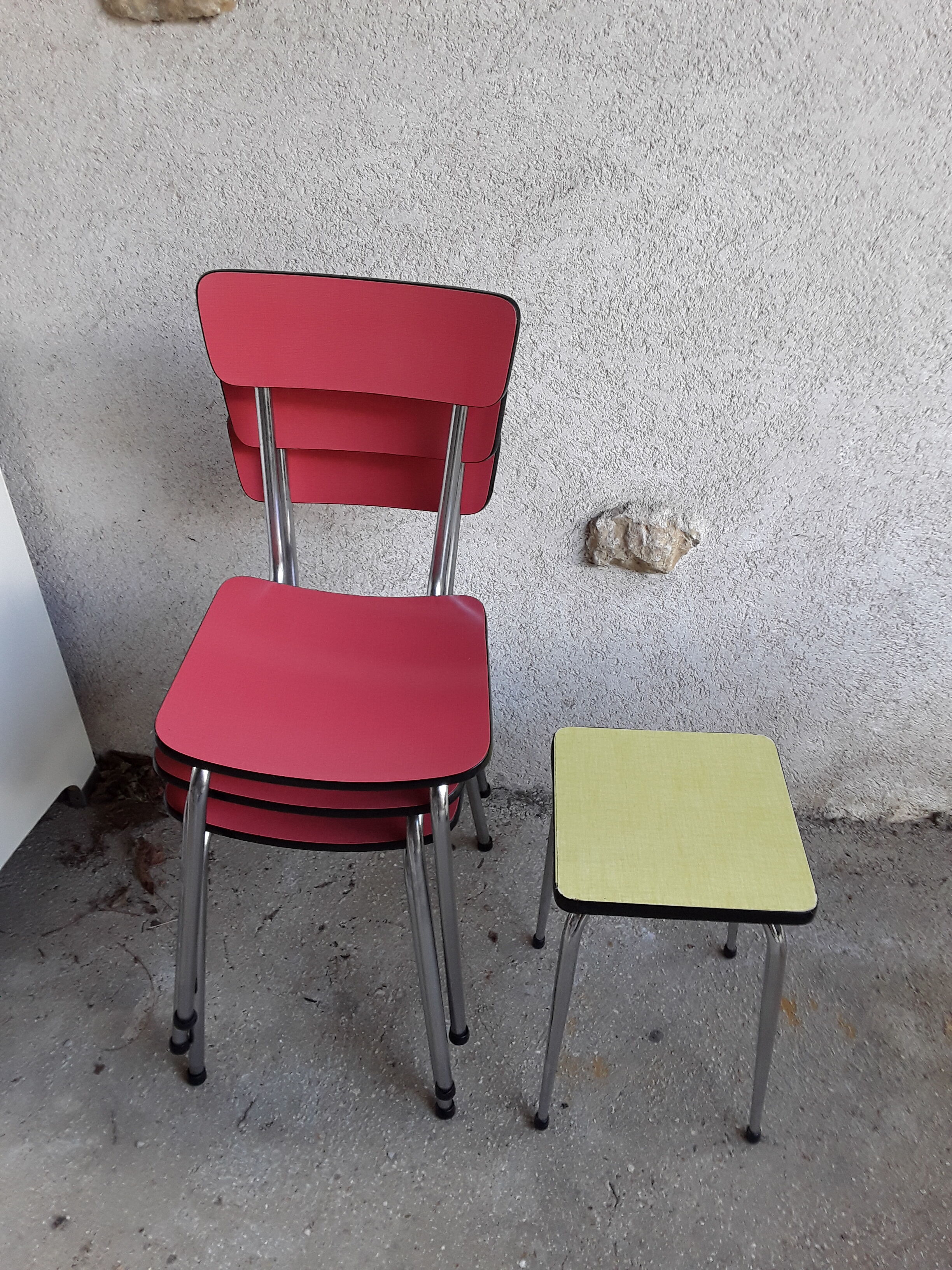 Chairs and stool in formica