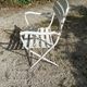 Garden lounge armchair wood metal iron patinated paint