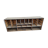 Ancien meuble casier d'atelier industriel en bois de sapin