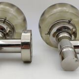 2 Sconces in nickel-plated brass and smoked glass, Scoliari style