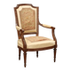 Antique beech armchair stained walnut, fabric, Italy, 19th century