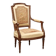 Antique beech armchair stained walnut, fabric, Italy, 19th century