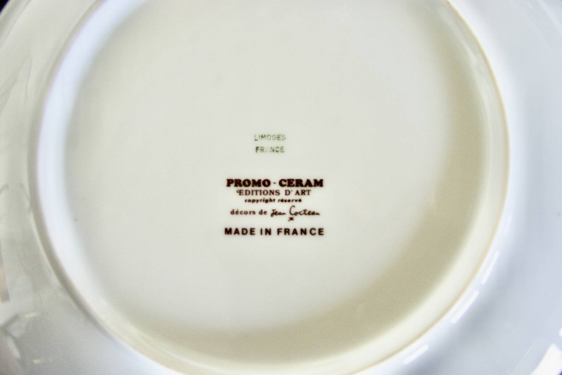 Vintage porcelain plate by jean cocteau 1970