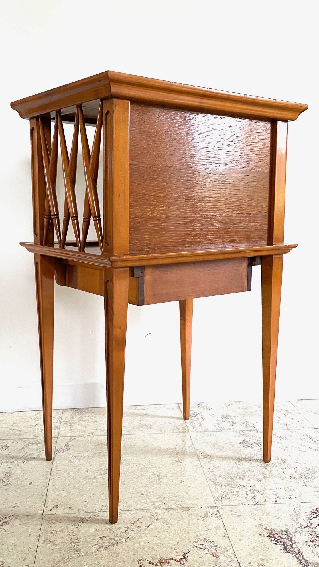 Vintage compass leg bedside table