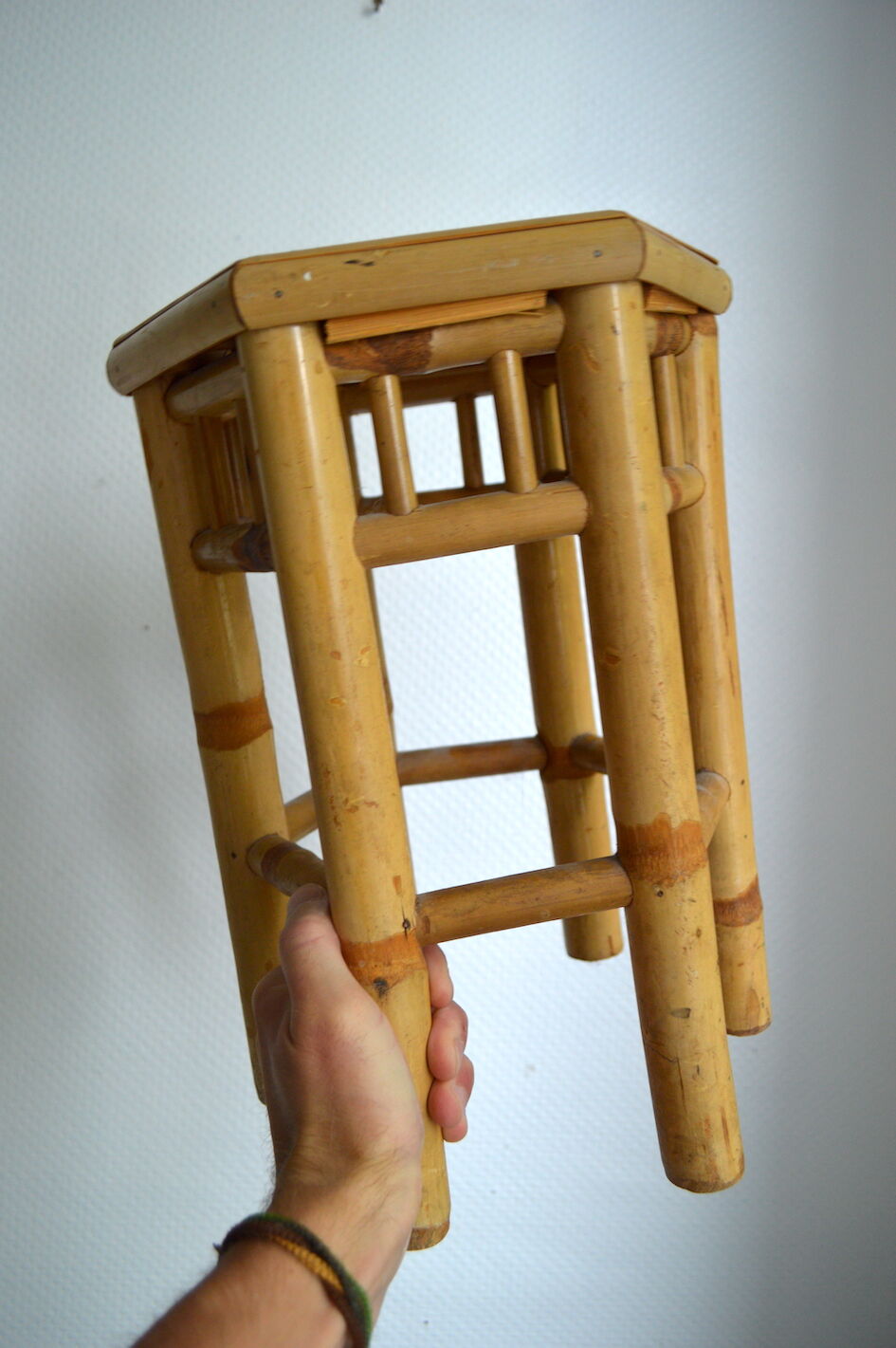 Bamboo plant holder stool