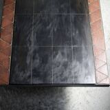 Coffee table, ceramic and steel plates, circa 1960.