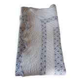 Plaid / jeté de lit boutis réversible blanc bleu motif floral marque Soleiado