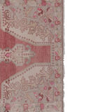 Mid century flatweave large overdyed oriental turkey oushak rug 4'11'' x 7'3''