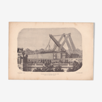 Une  illustration  d'époque  :élévation et pose de l' Obélisque  25 octobre 1836 ( lire description)