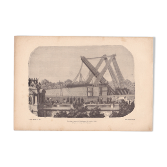 Une  illustration  d'époque  :élévation et pose de l' Obélisque  25 octobre 1836 ( lire description)