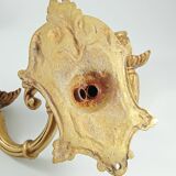Set of 2 old candlestick sconces in bronze