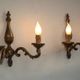 Pair of French vintage bronze traditional  art nouveau double wall lights
