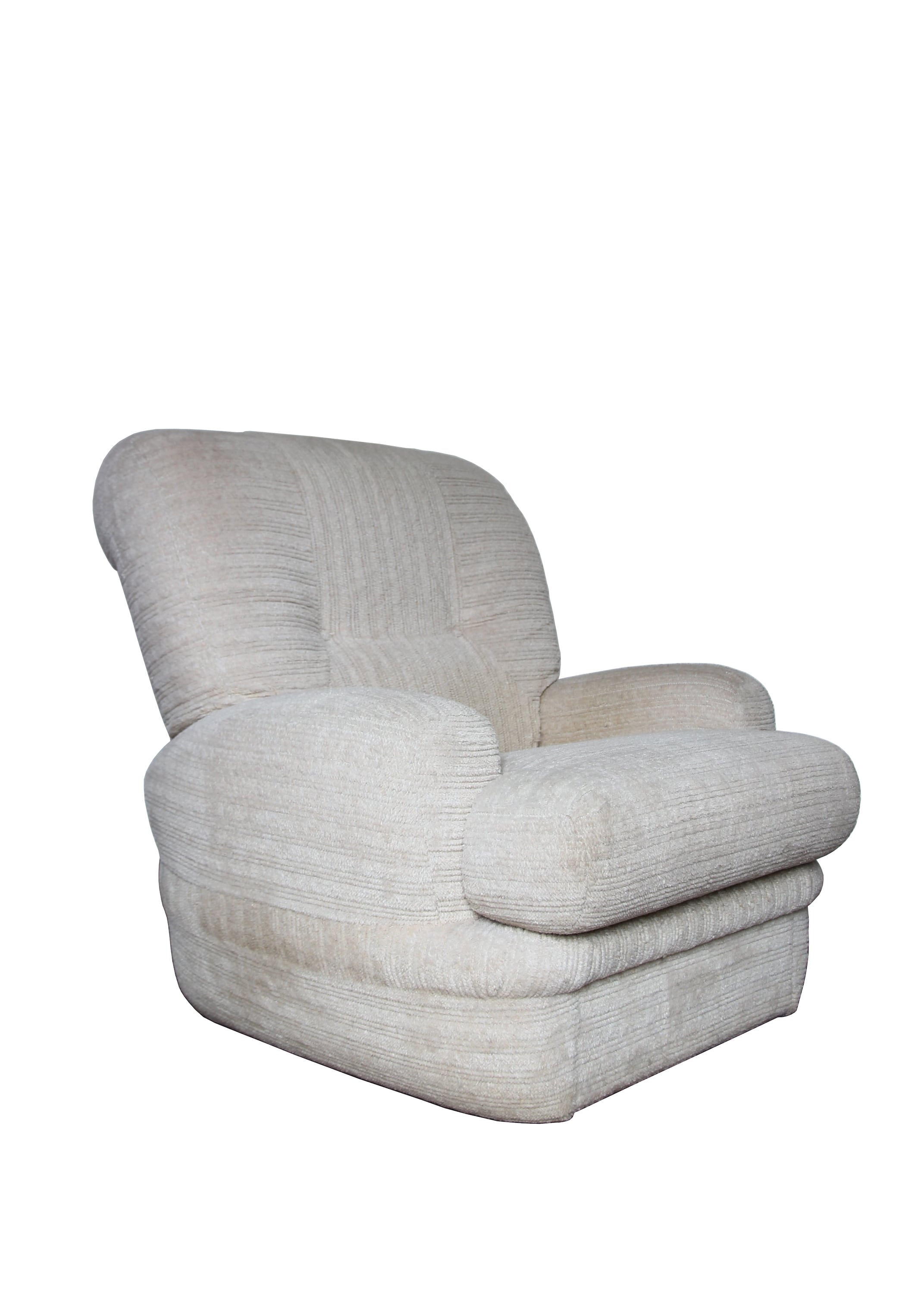 Pair of vintage armchairs in cream corduroy