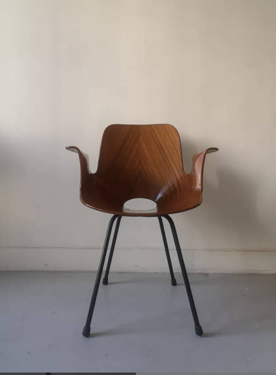 Médéa armrest chair in wood and metal by Vittorio Nobili for Fratelli Tagliablue, Italy 1950